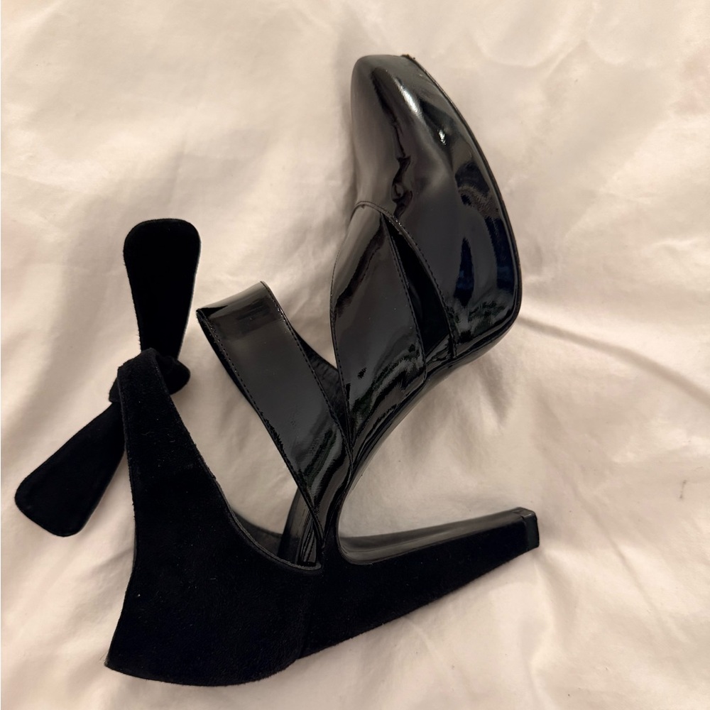 Balenciaga Ghesquiere Era Black Patent & Suede Platform Wrap Heels Rare - Picture 3 of 15
